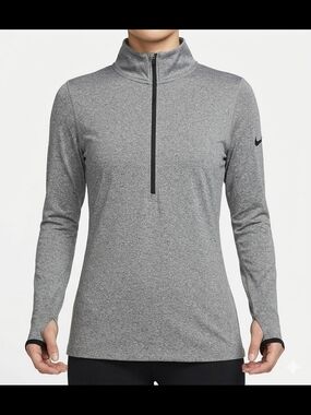 ​Nike Pro Dri-FIT Women's 1/2 Zip Long Sleeve Running Top Heather Gray - Size M
